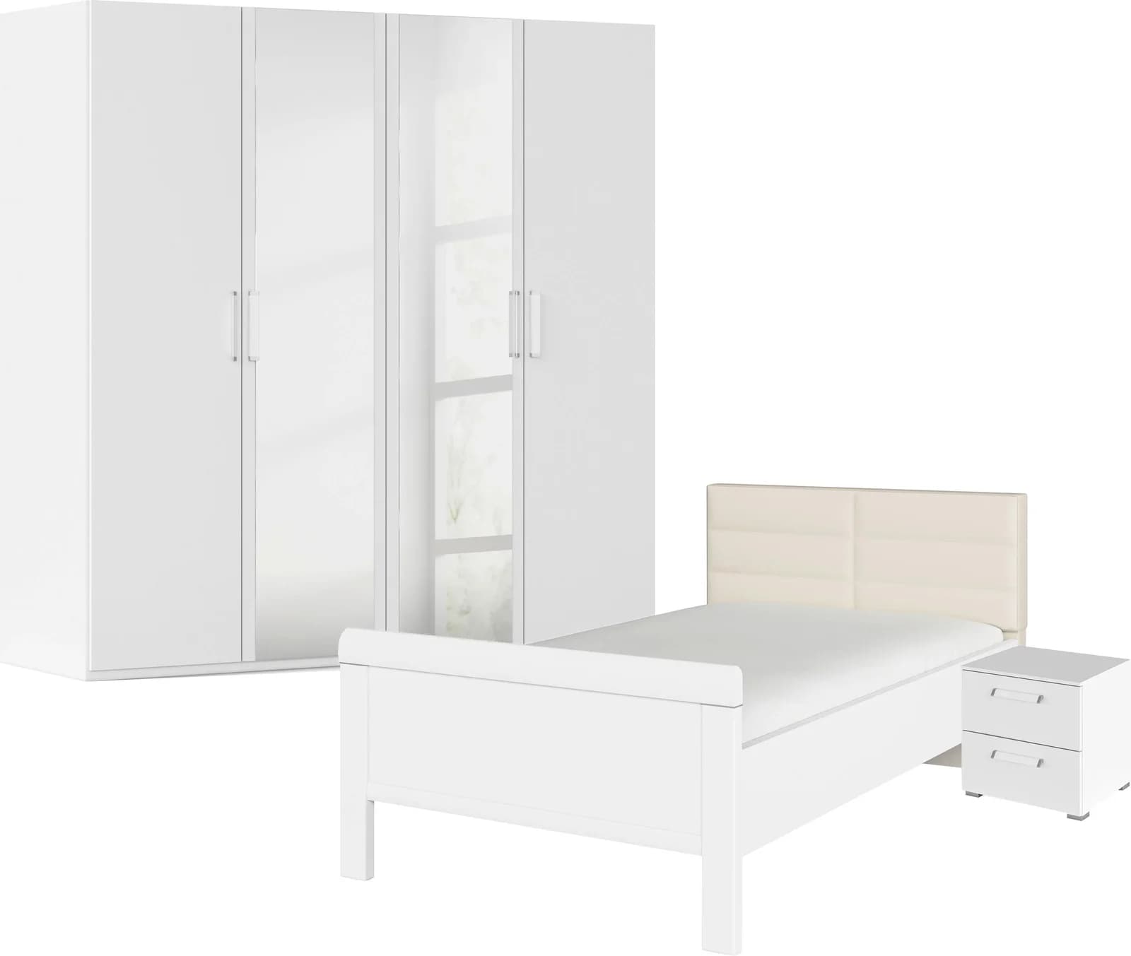 Schlafzimmer-Set Evelyn Weiß Bett 120x200cm Holzwerkstoff