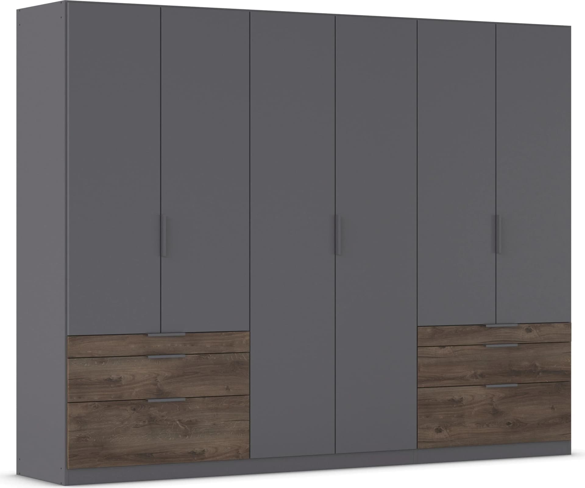 Rauch Koda Kleiderschrank Grau Atlantic Oak Dunkel mit Schubladen