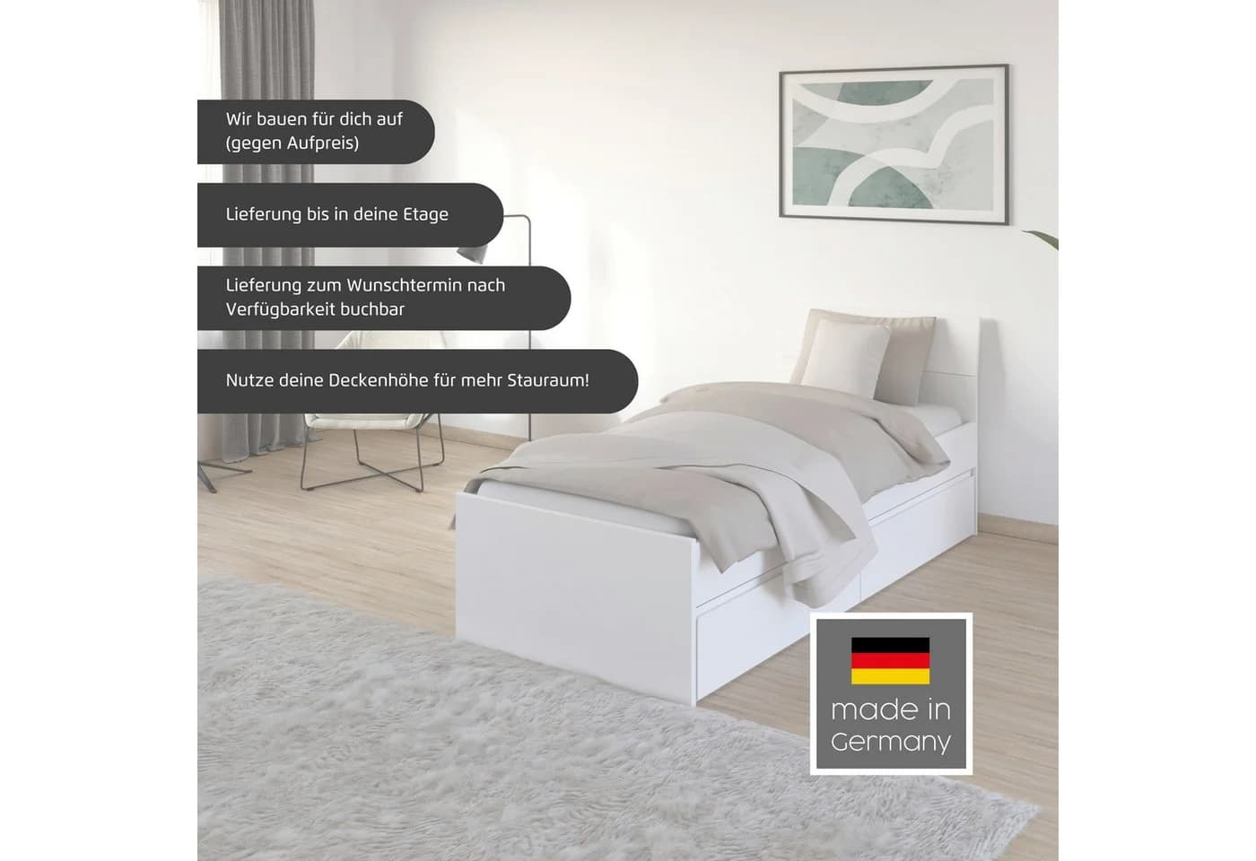 Stauraumbett RAUCH Doppelbett Graumetallic Eiche Artisan - Bild 3