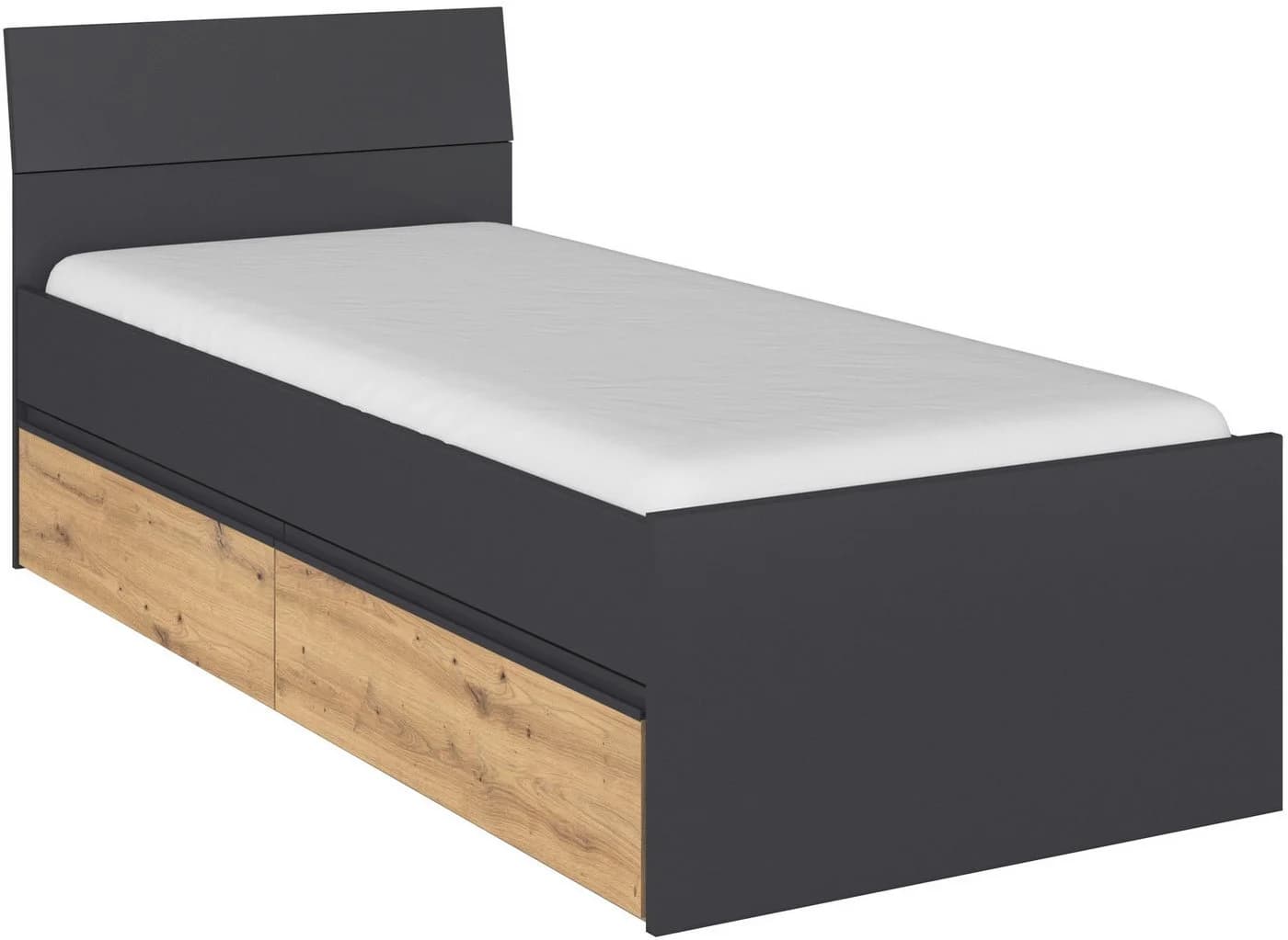 Stauraumbett RAUCH Doppelbett Einzelbett Graumetallic/Eiche Artisan - Bild 2