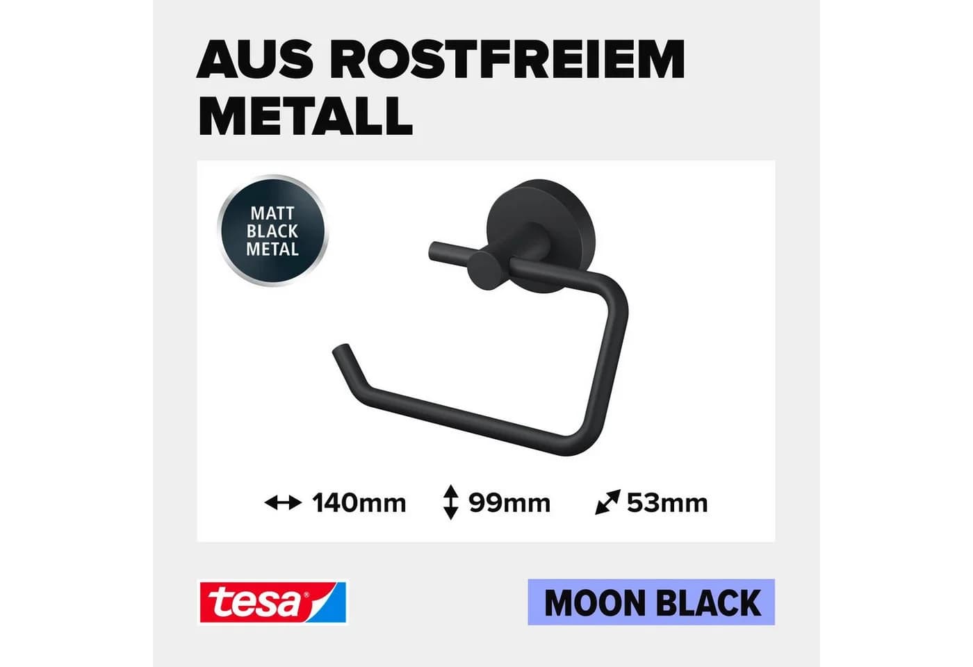 tesa Toilettenpapierhalter MOON Schwarz Selbstklebend - Bild 3