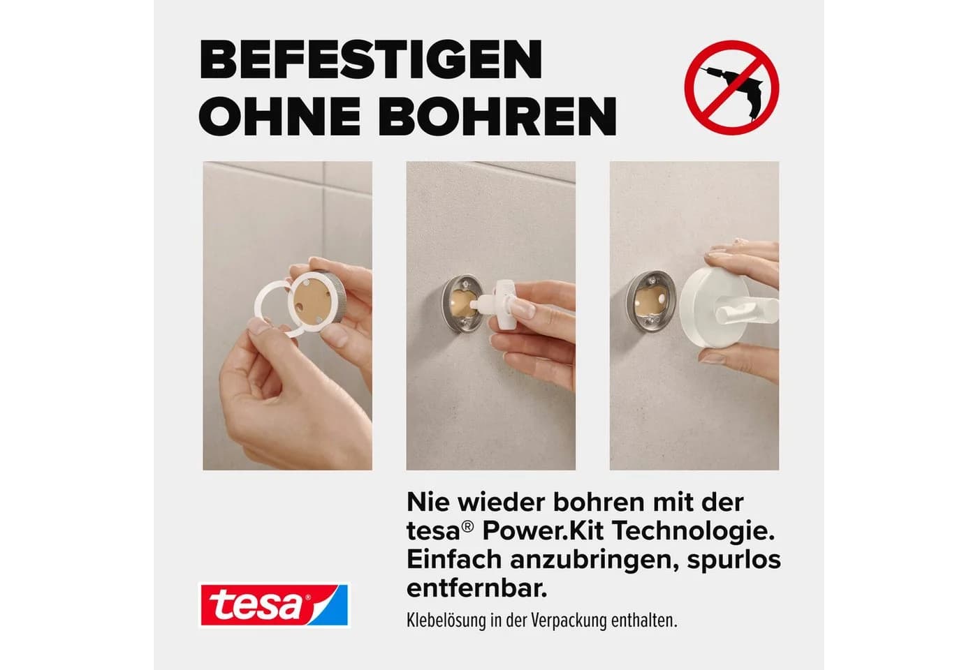 tesa Toilettenpapierhalter Weiß Selbstklebend Ohne Bohren - Bild 4