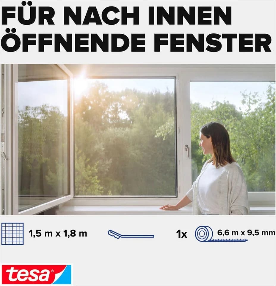 Tesa Pollenschutzgitter 1,5m x 1,8m Anthrazit - Bild 4