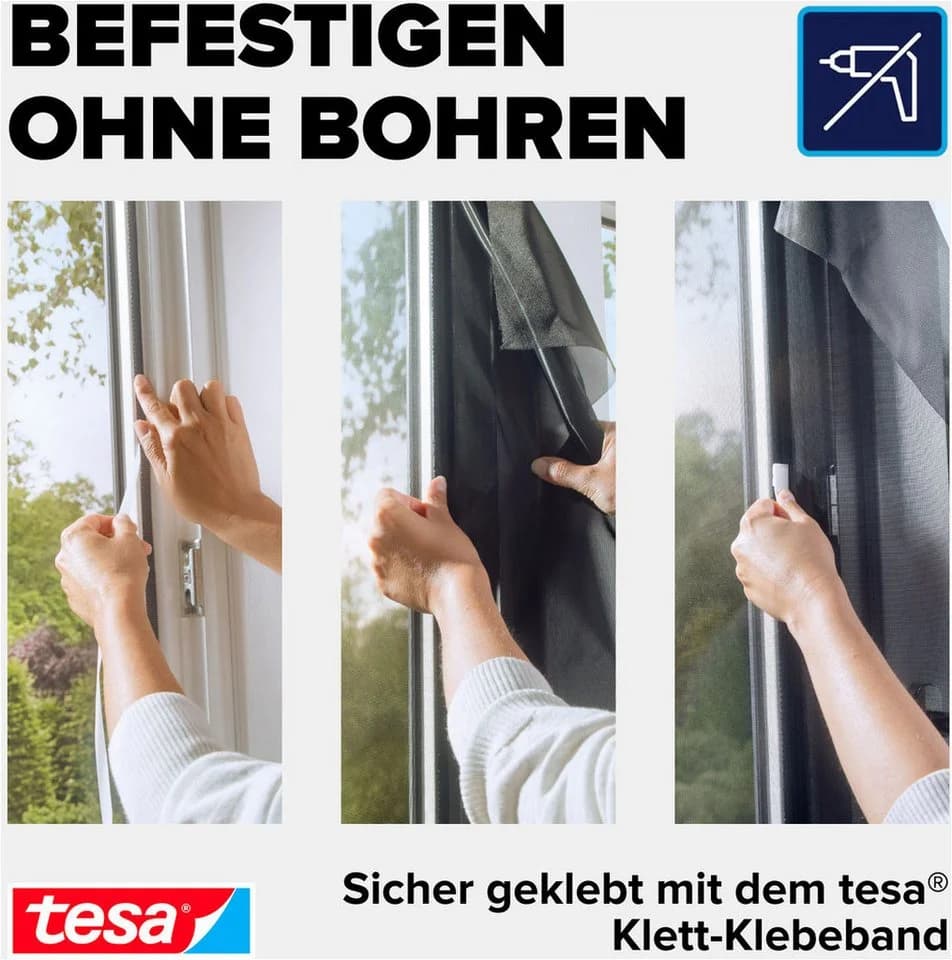 Tesa Pollenschutzgitter 1,5m x 1,8m Anthrazit - Bild 5