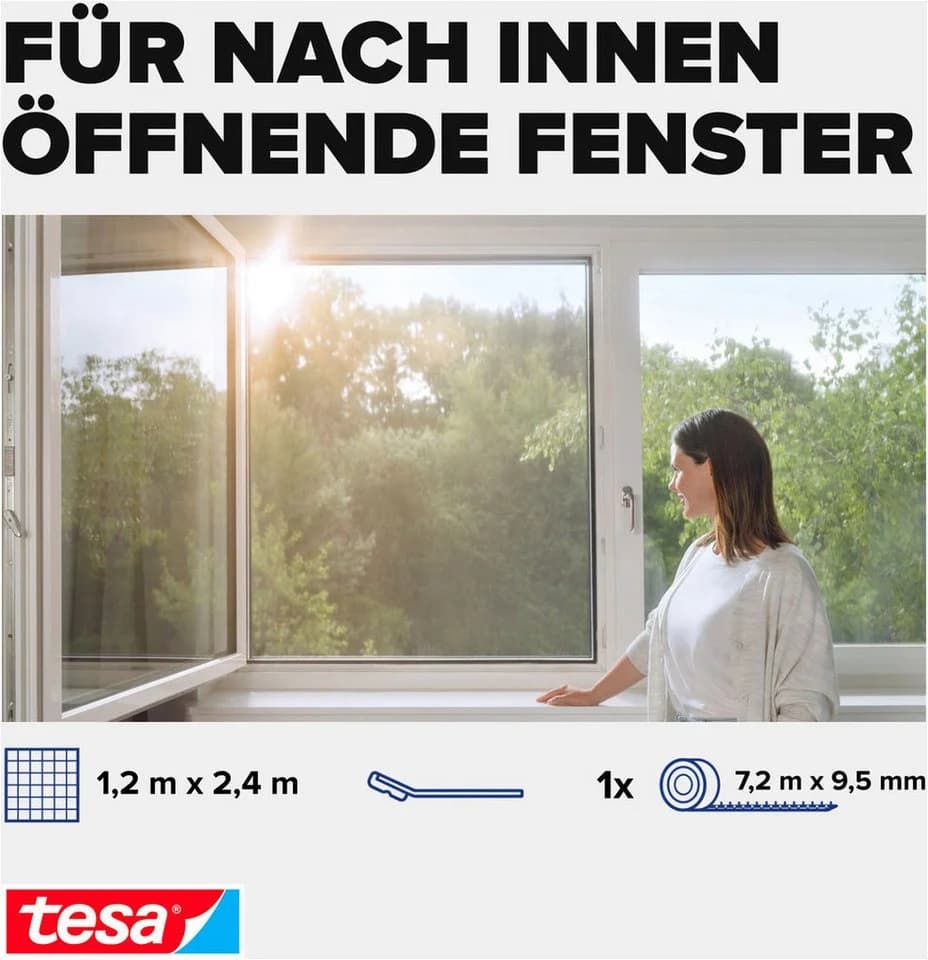Tesa Pollenschutzgitter 1,2m x 2,4m Anthrazit - Bild 4