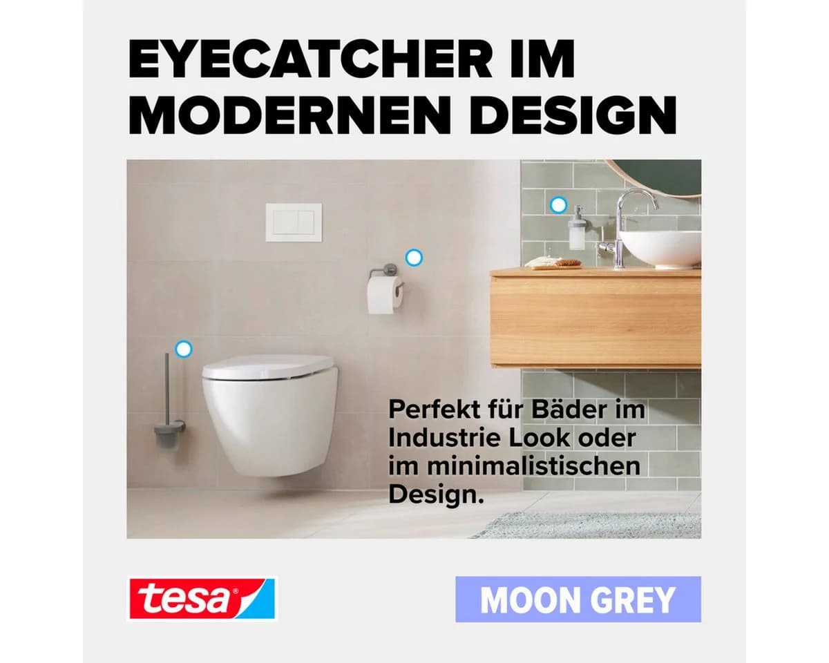 Tesa Duschregal Moon Duschkorb Selbstklebend Matt Grau - Bild 3