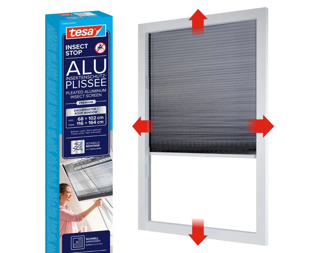 tesa Insektenschutzrollo Alu Teleskopierbar Weiß Für Dachfenster - Bild 2