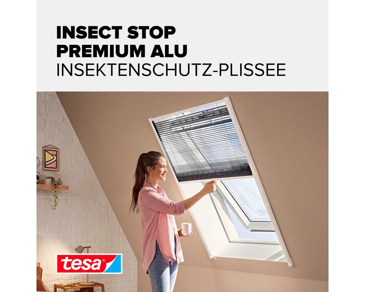 tesa Insektenschutzrollo Alu Teleskopierbar Weiß Für Dachfenster - Bild 3