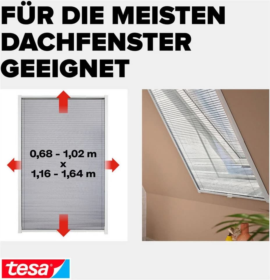 tesa Insektenschutzrollo Alu Teleskopierbar Weiß Für Dachfenster - Bild 4