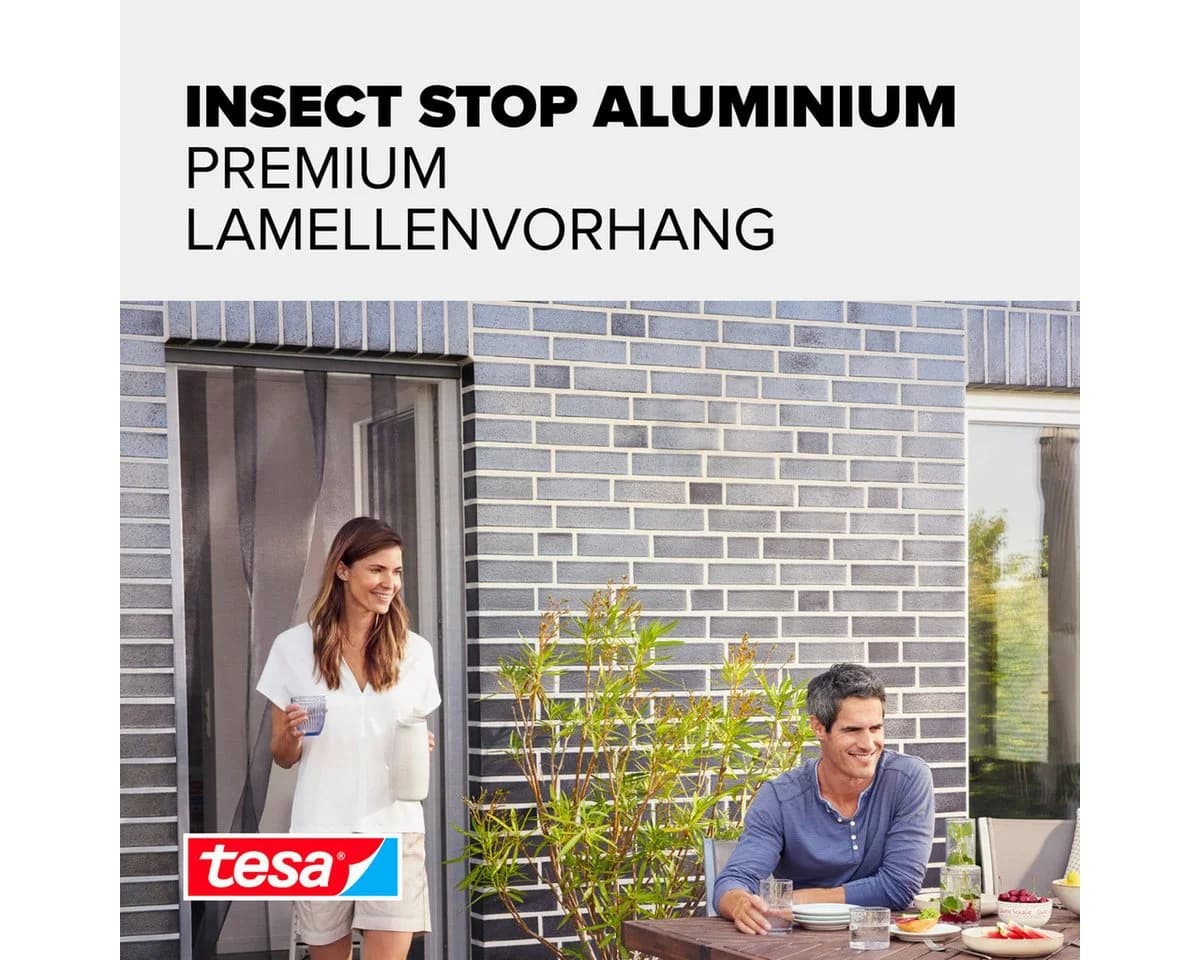 tesa Insektenschutz-Tür Aluminium Lamellen Vorhang Premium Schwarz Silber - Bild 3