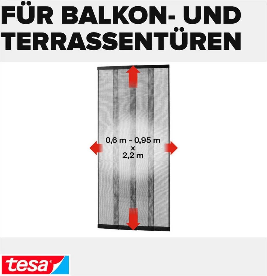 tesa Insektenschutz-Tür Aluminium Lamellen Vorhang Premium Schwarz Silber - Bild 4