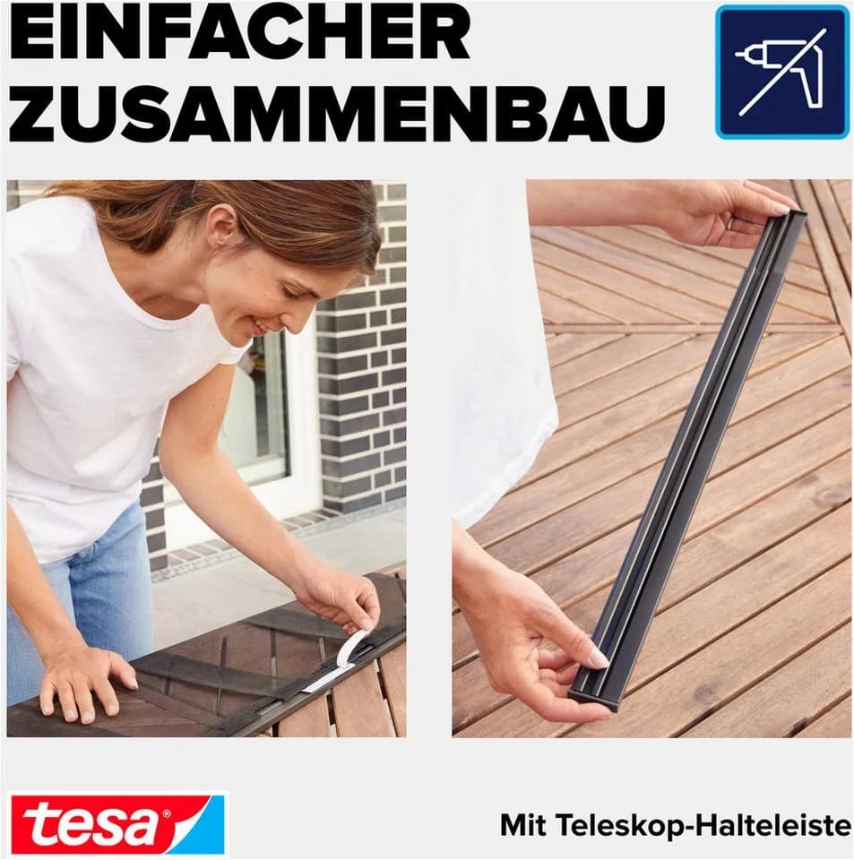 tesa Insektenschutz-Tür Aluminium Lamellen Vorhang Premium Schwarz Silber - Bild 5