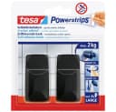tesa Black Hooks L Klebehaken Schwarz 2er-Set mit Powerstrips Bild 2