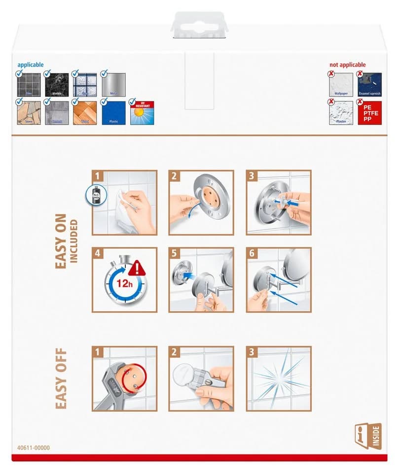 tesa Schminkspiegel Visioon Silber 5-fach Vergrößerung Selbstklebend - Bild 3