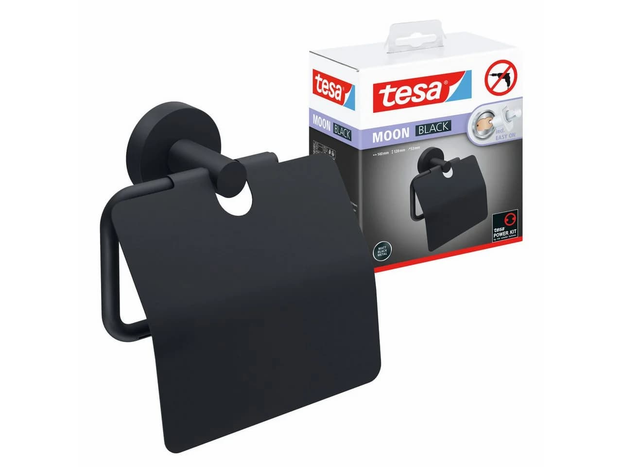 tesa Toilettenpapierhalter MOON BLACK mit Klebelösung - Bild 2