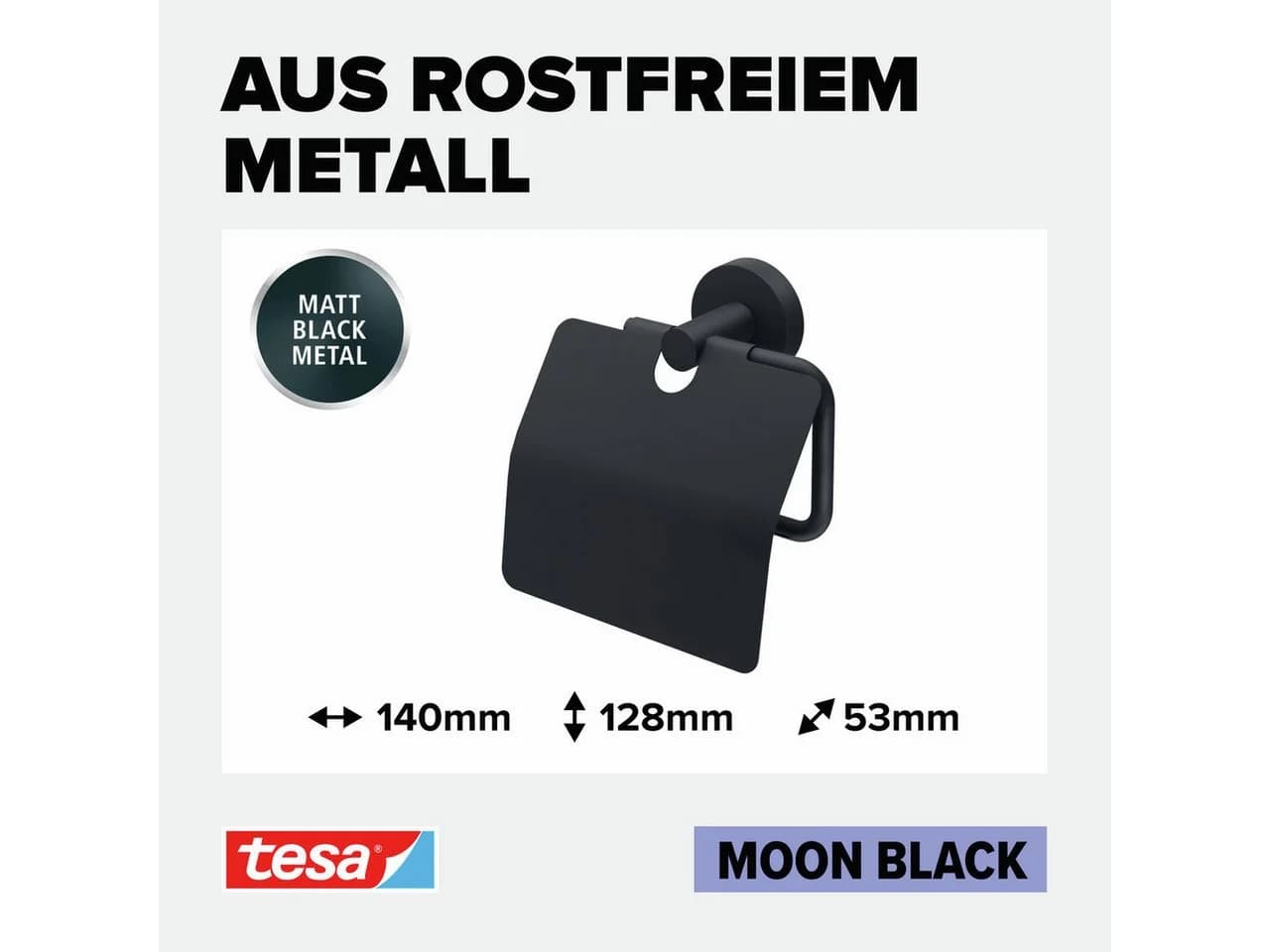 tesa Toilettenpapierhalter MOON BLACK mit Klebelösung - Bild 3
