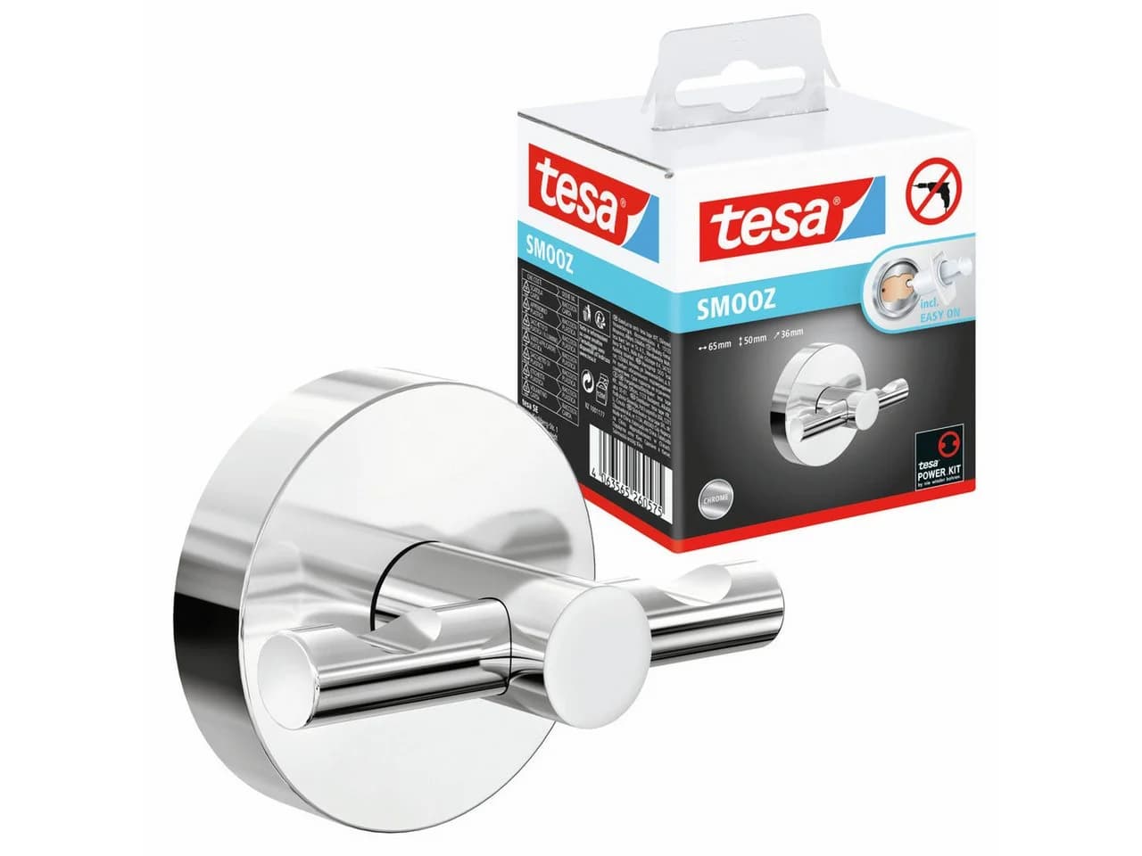Tesa Handtuchhalter 1 x SMOOZ Edelstahlhaken Chrom Silber Glänzend - Bild 2