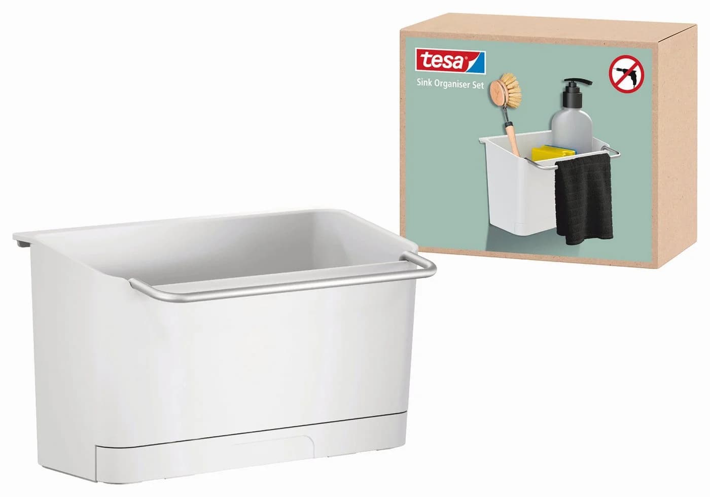 tesa Küchenorganizer-Set Spülbecken Organizer selbstklebende Halterung - Bild 2