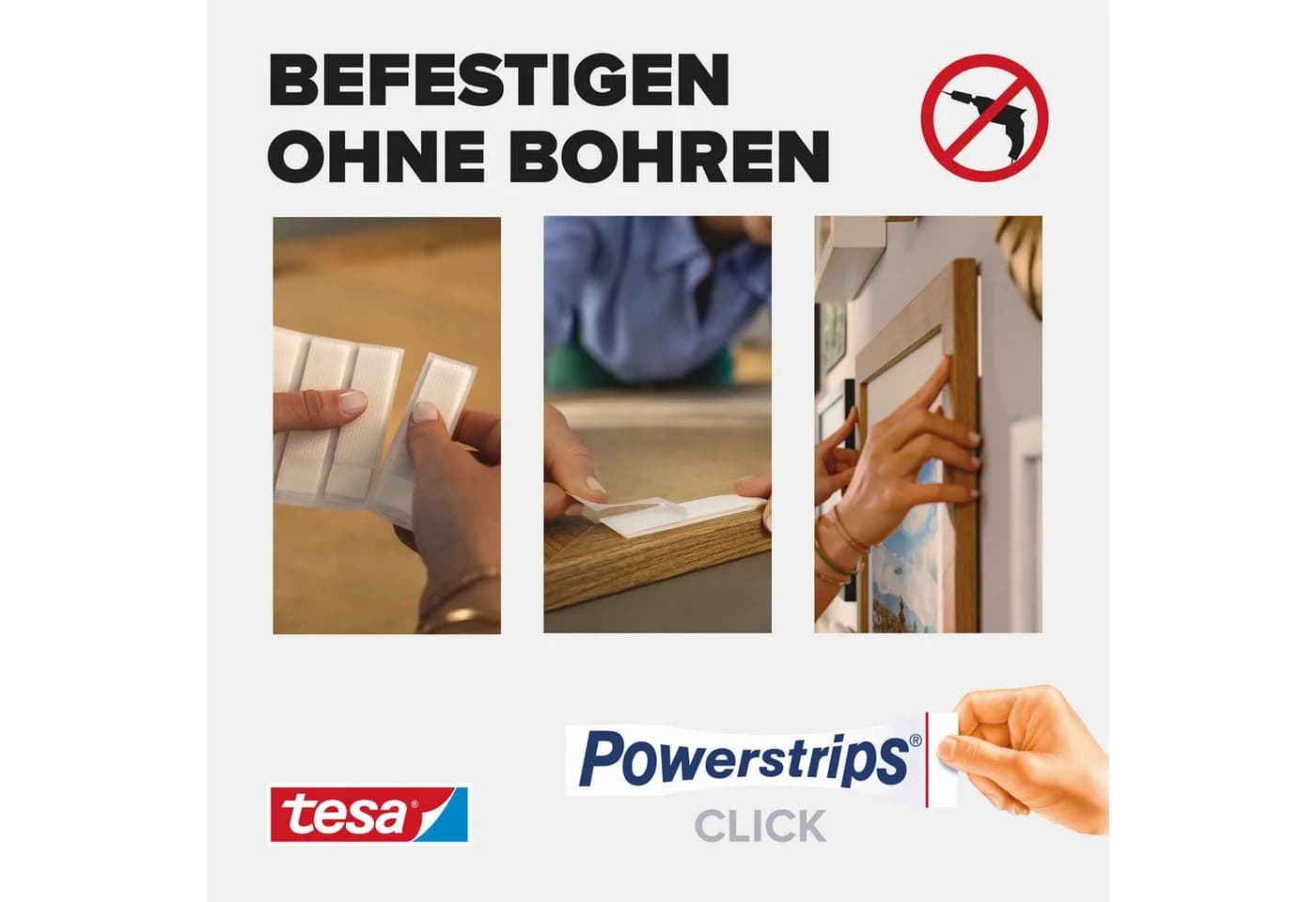 tesa Klebehaken Powerstrips CLICK Größe S ohne Bohren - Bild 5