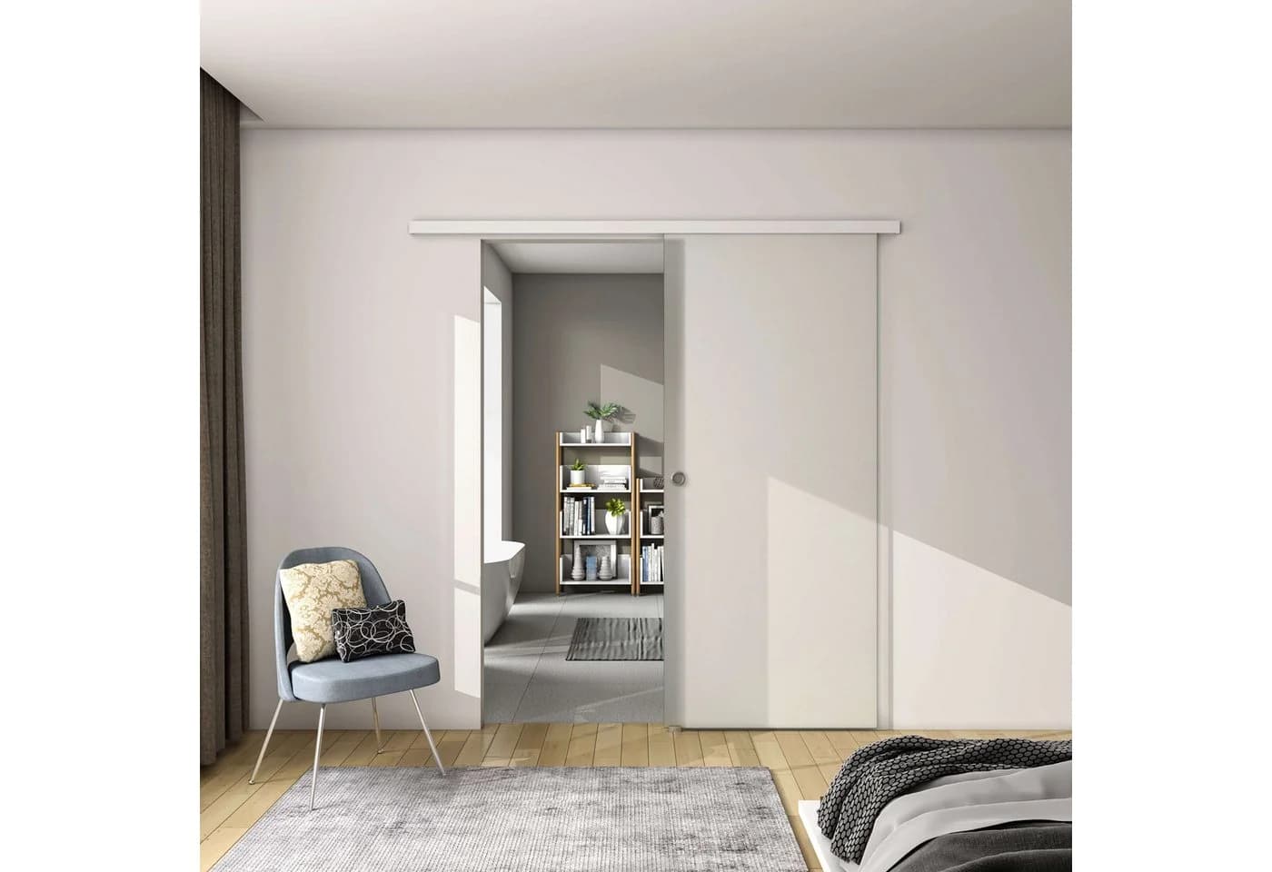AICA Schiebetür 8mm Glas mit Milchglasfolie Weiß - Bild 2
