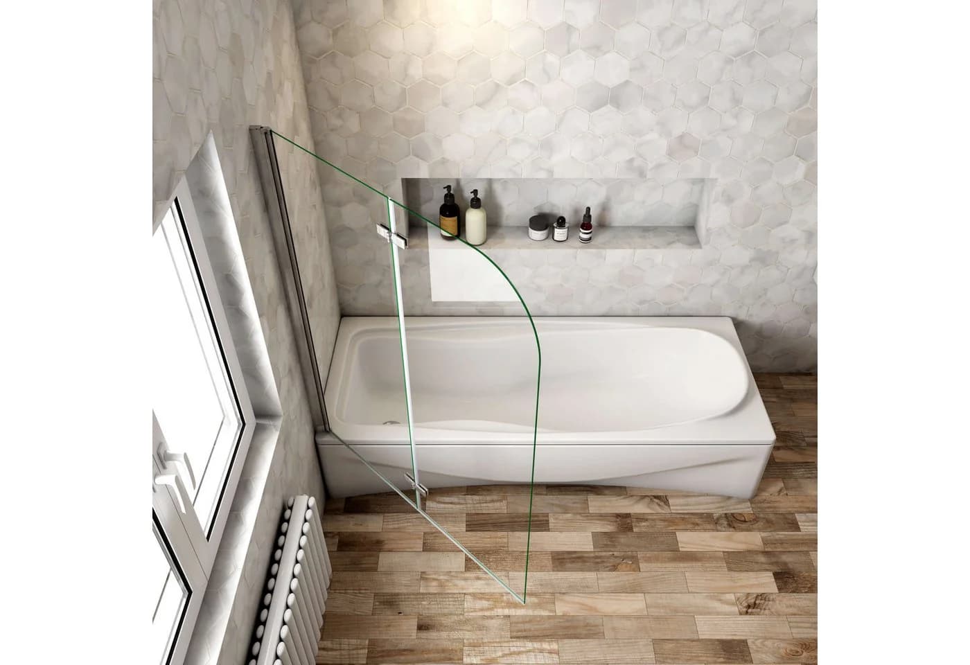 Duschparadies Badewannenfaltwand 6mm ESG Glas Faltbar - Bild 5