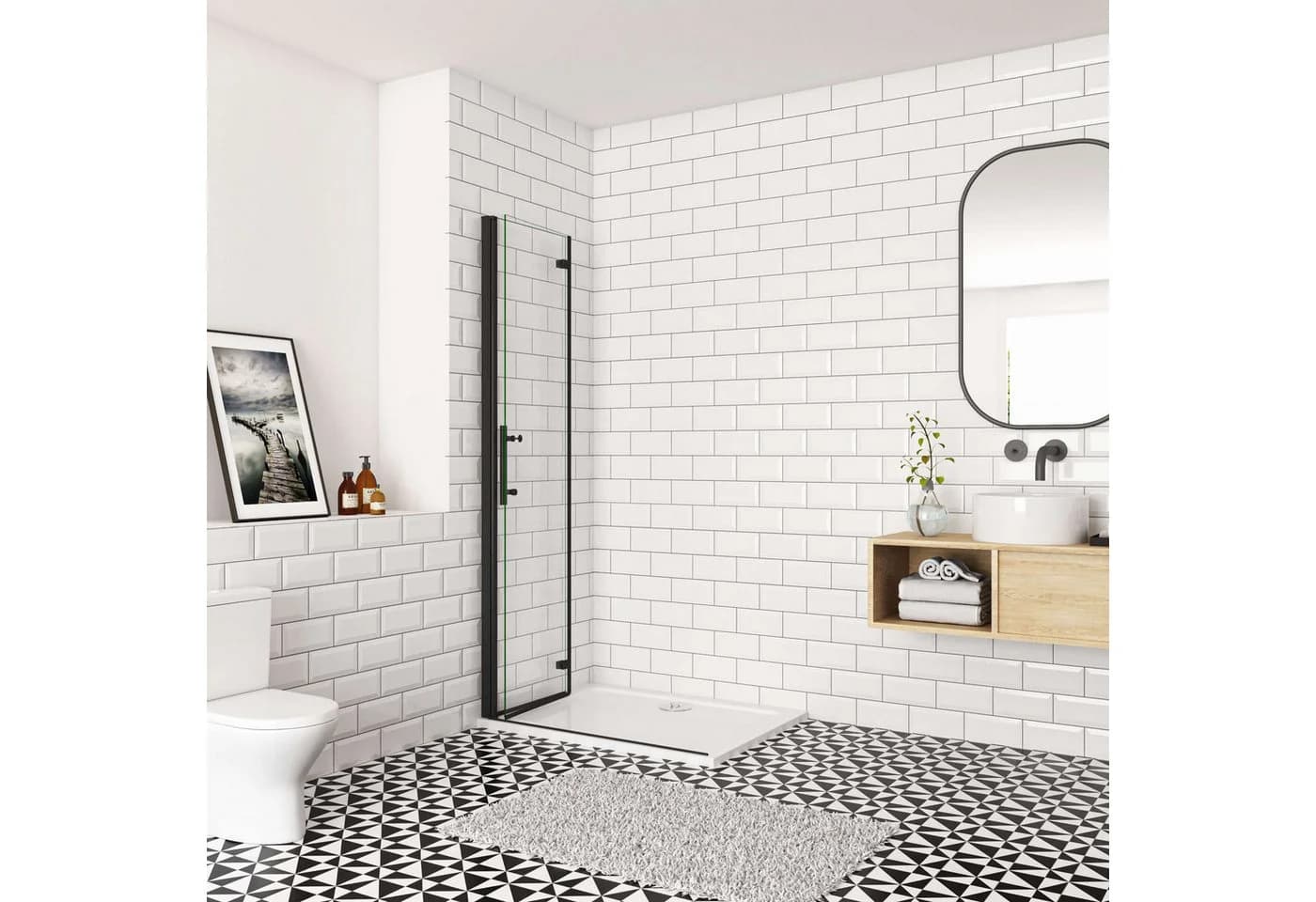 Aica Sanitär Walk-in-Dusche Schwarz 195cm ESG Glas - Bild 4