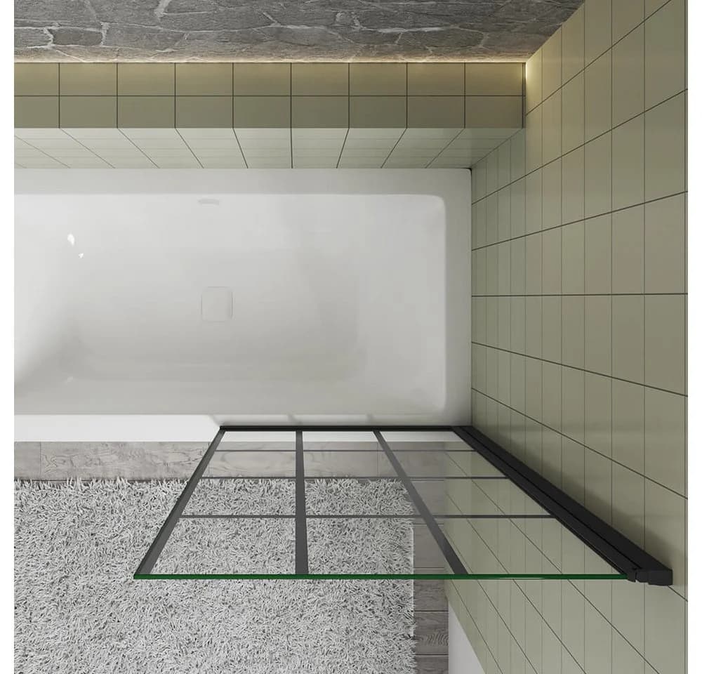 AICA Badewannenaufsatz Duschwand Schwarz 6mm ESG Glas - Bild 4