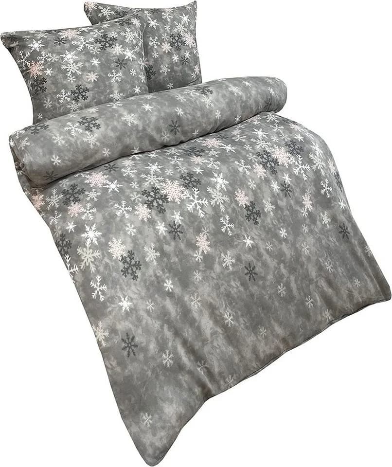 One Home Bettwäsche Winter Fleece 2-teilig Schneeflocken