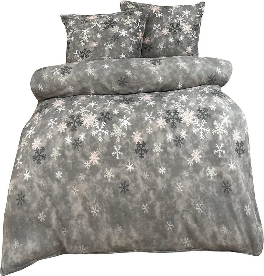 One Home Bettwäsche Winter Fleece 2-teilig Schneeflocken - Bild 2