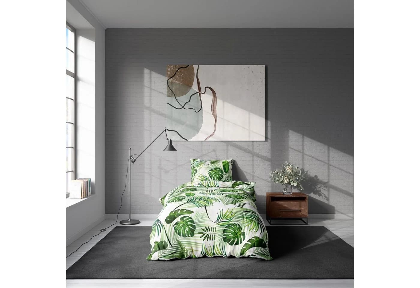 One Home Bettwäsche Tropical Mikrofaser 2-teilig Tropische Blätter Grün