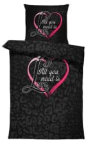 One Home Bettwäsche Schriftzug Leopardenfell Love Herzen Mikrofaser Bild 2