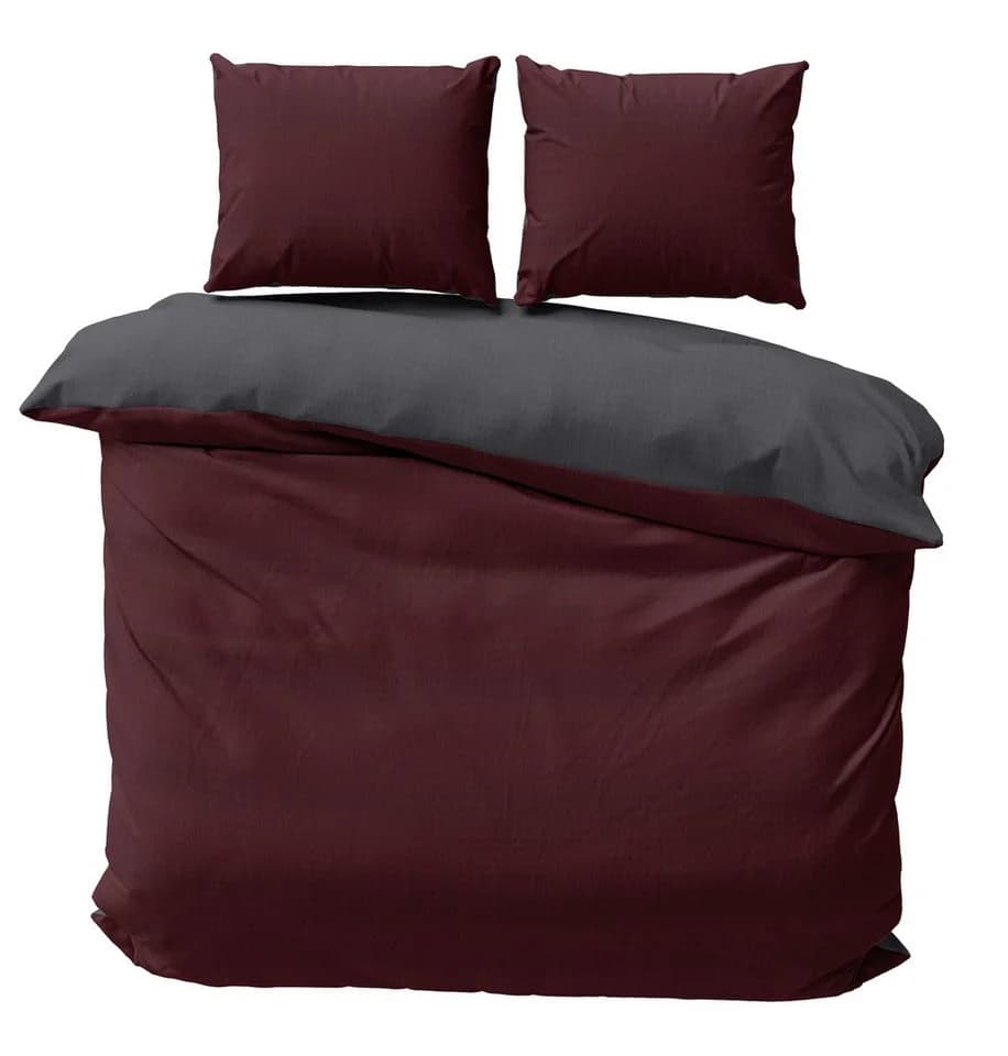One Home Bettwäsche Doubleface Wende Seersucker 3-teilig Mikrofaser Unifarben Doppelbett - Bild 2
