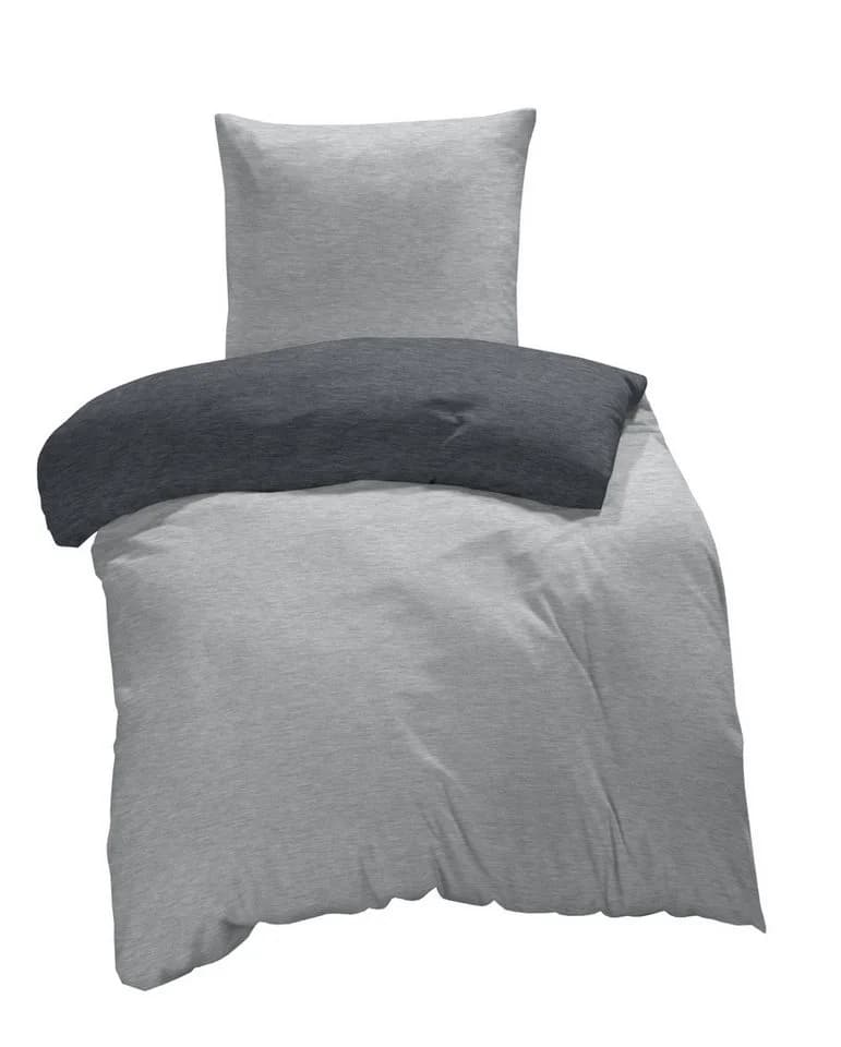 One Home Bettwäsche Melange Flanell 2 teilig Modern Meliert Baumwolle Kuschelig Warme Weiche Biber Winter - Bild 2