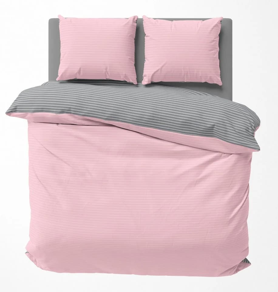 One Home Bettwäsche Wende Streifen Renforcé Rosa 3-teilig - Bild 2