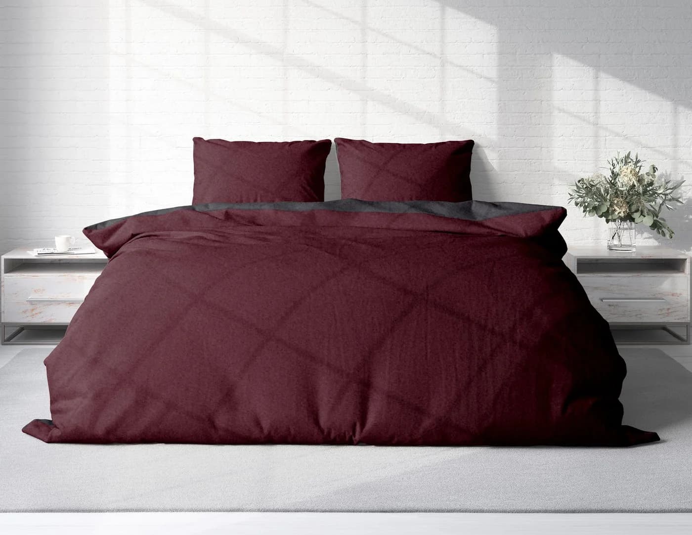 One Home Bettwäsche Doubleface Rot 3-teilig Fleece