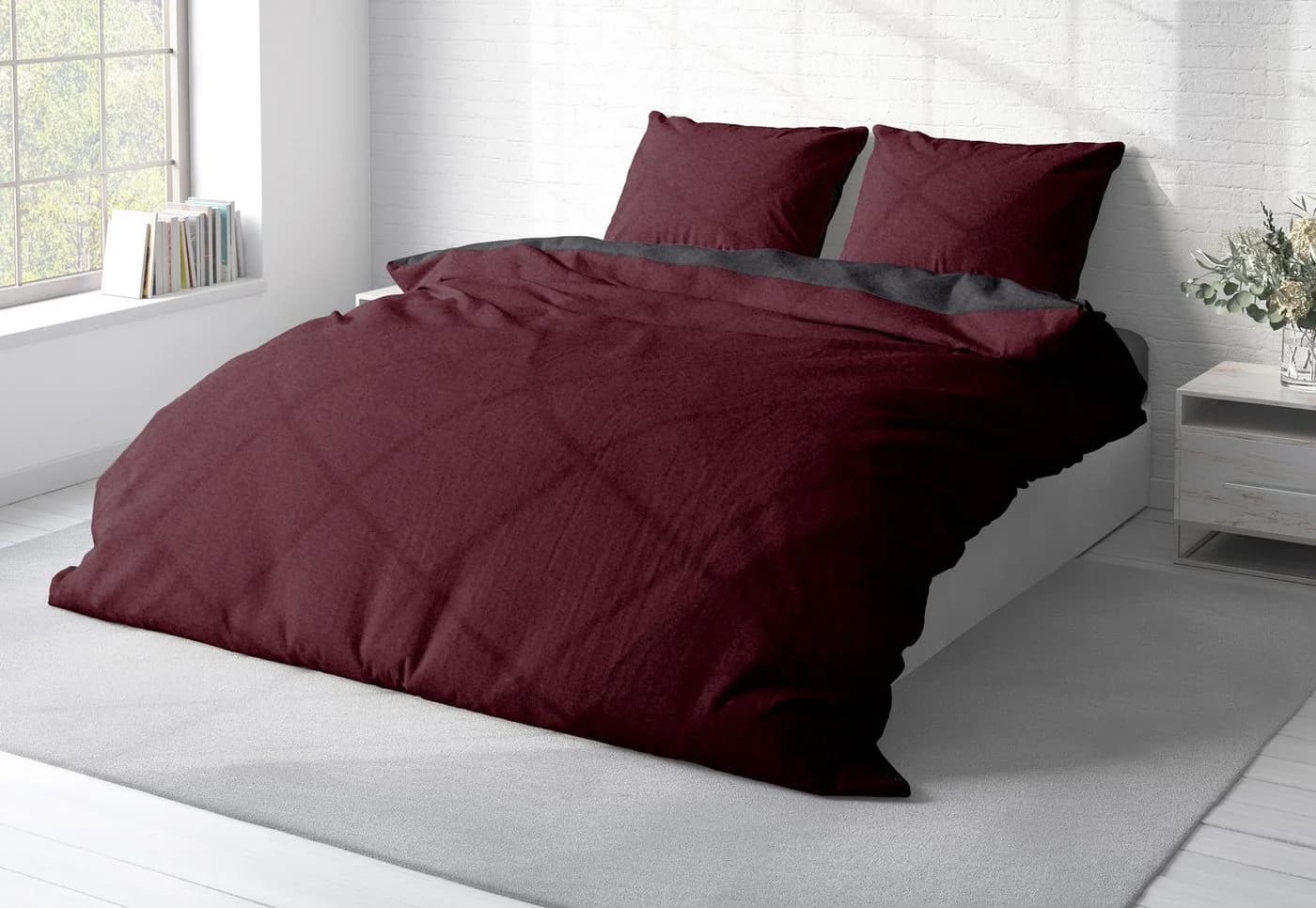 One Home Bettwäsche Doubleface Rot 3-teilig Fleece - Bild 3