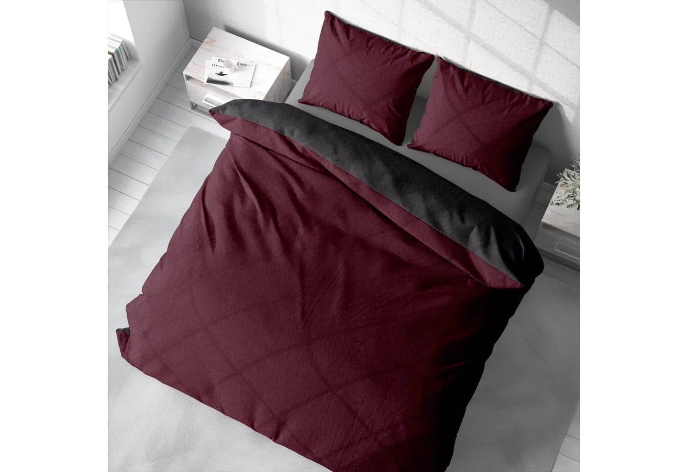 One Home Bettwäsche Doubleface Rot 3-teilig Fleece - Bild 4