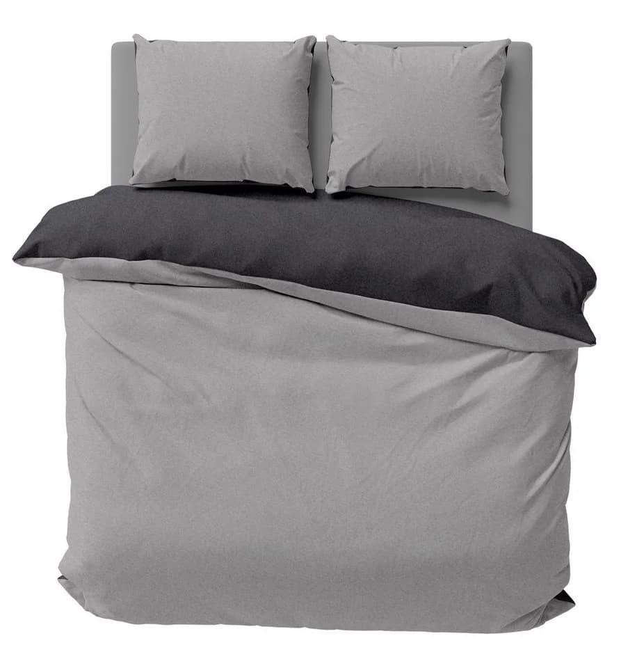 One Home Bettwäsche Doubleface Grau Fleece 3-teilig Wendebettwäsche - Bild 2