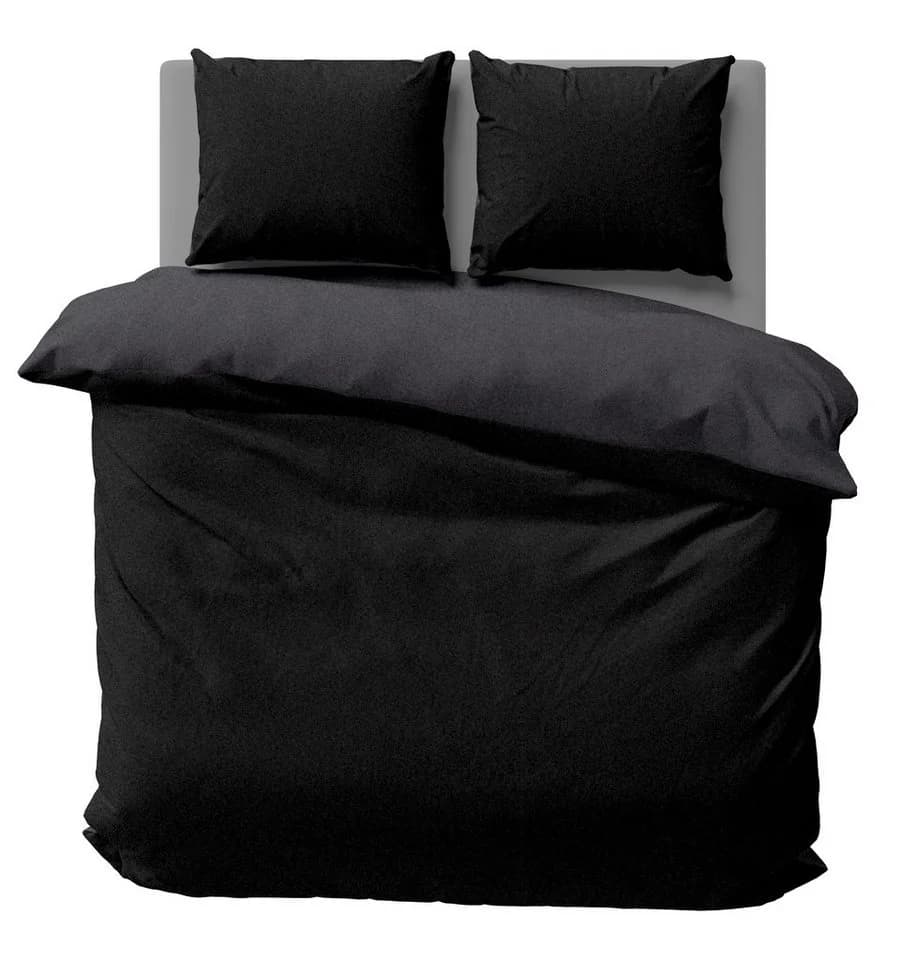 One Home Bettwäsche Doubleface Fleece 3-teilig Schwarz Winter - Bild 2
