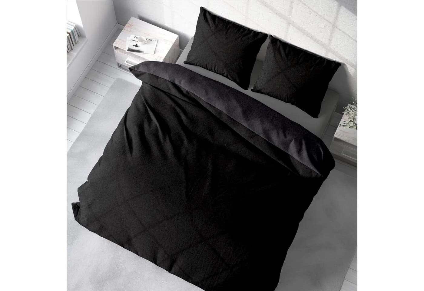 One Home Bettwäsche Doubleface Fleece 3-teilig Schwarz Winter - Bild 4