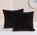 One Home Kissenbezüge Winter Cashmere Touch Schwarz 2er Pack Teddy Plüsch Bild 1