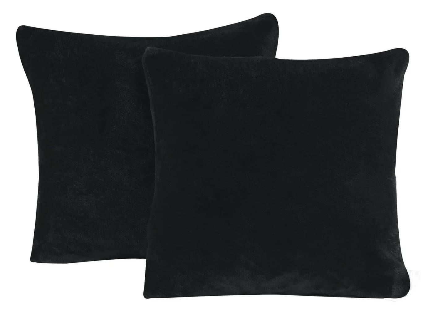 One Home Kissenbezüge Winter Cashmere Touch Schwarz 2er Pack Teddy Plüsch - Bild 2