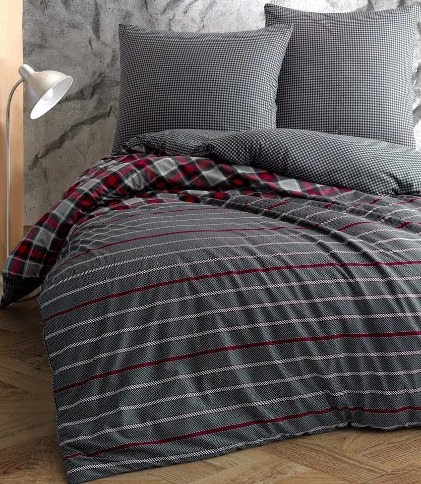 One Home Bettwäsche Berry 4-teilig Baumwolle Renforcé Gestreift Kariert - Bild 2