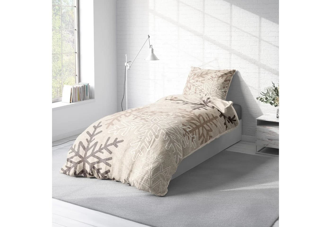One Home Bettwäsche Winter Schneeflocken Flanell Biber 2-teilig - Bild 3