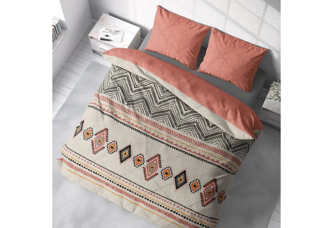 One Home Bettwäsche Boho 3-teilig Renforcé Beige Zick-Zack - Bild 4
