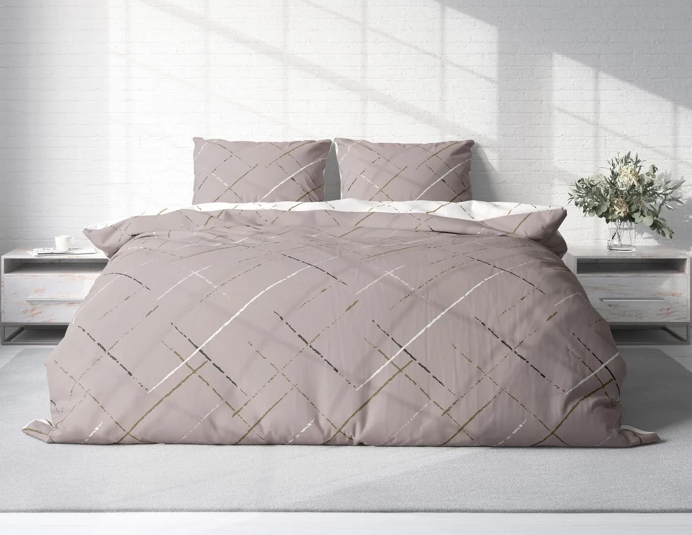 One Home Bettwäsche Stripes Renforcé 3-teilig Beige Modern