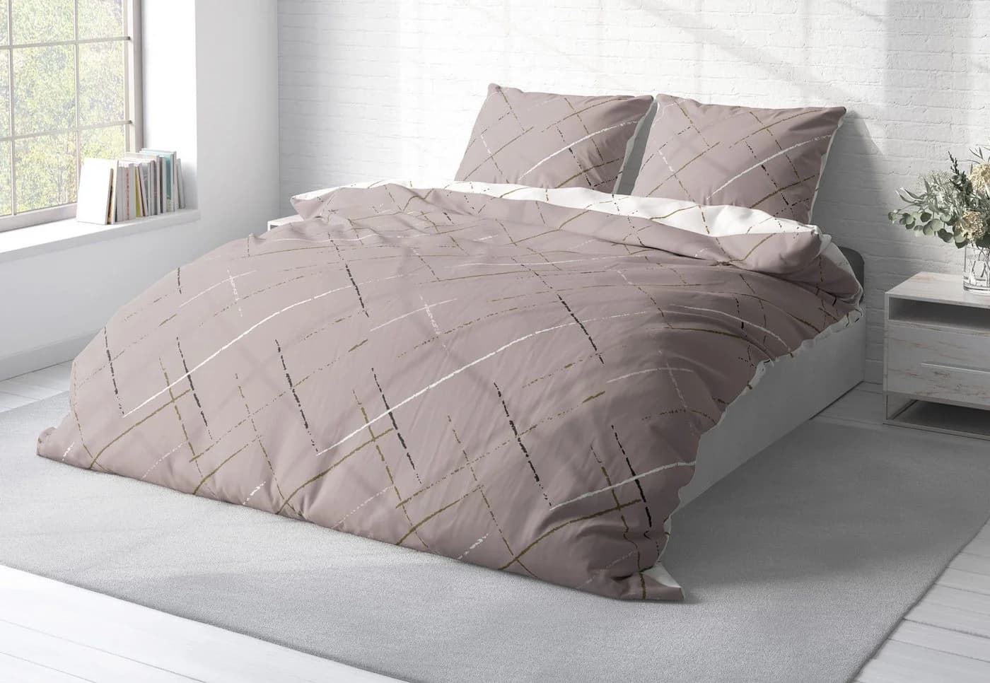 One Home Bettwäsche Stripes Renforcé 3-teilig Beige Modern - Bild 3