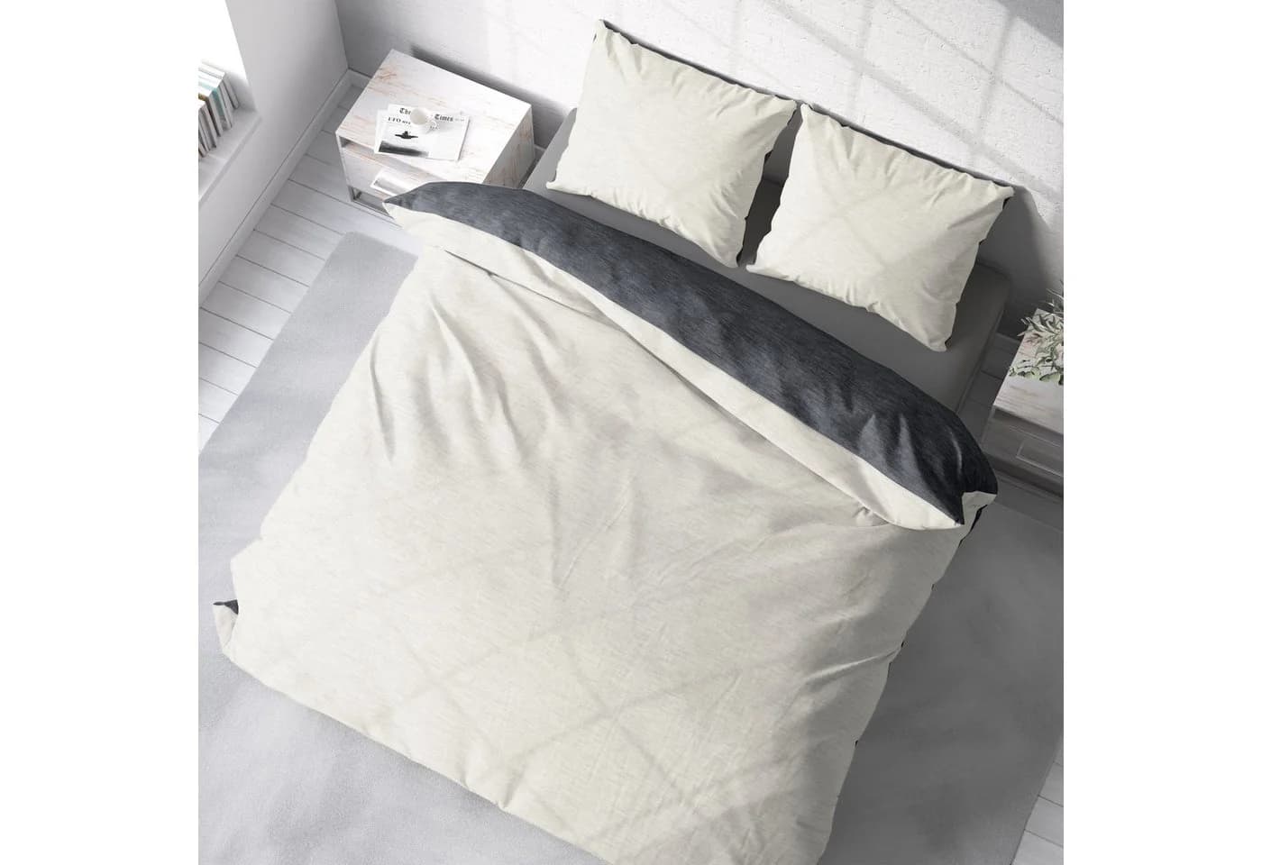 One Home Bettwäsche Wende Melange Flanell 3-teilig Meliert Baumwolle Kuschelig Warm Weich Biber Winter - Bild 4