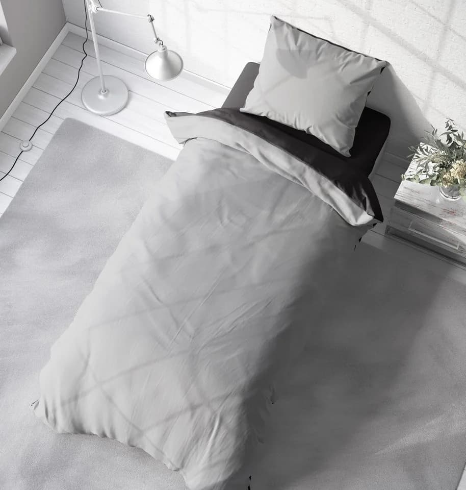 One Home Bettwäsche Doubleface Satin Grau 2-teilig kühlend - Bild 4