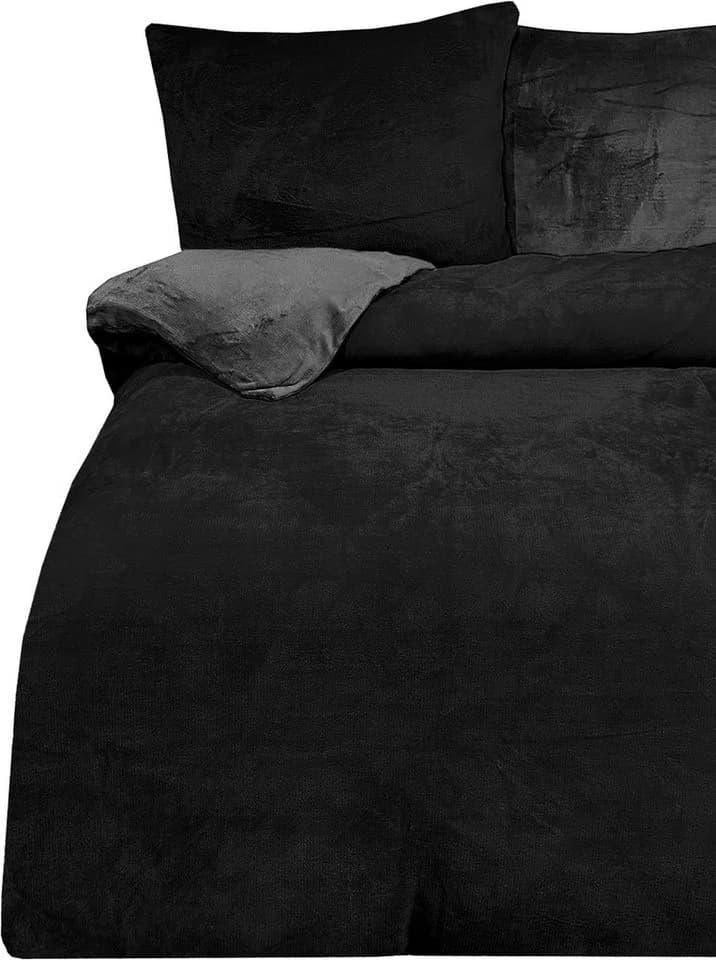 One Home Bettwäsche Winter Cashmere Touch 2-tlg. Teddy Plüsch Grau/Schwarz - Bild 2